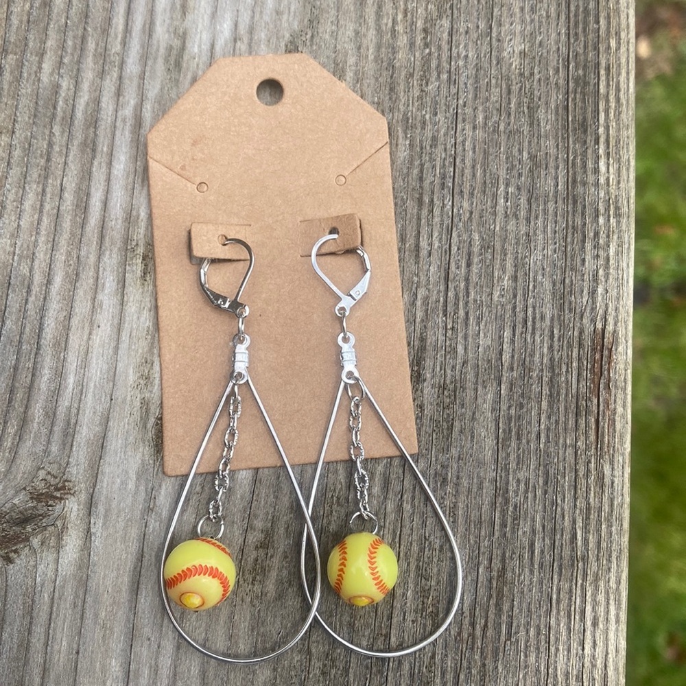 Softball dangle earrings